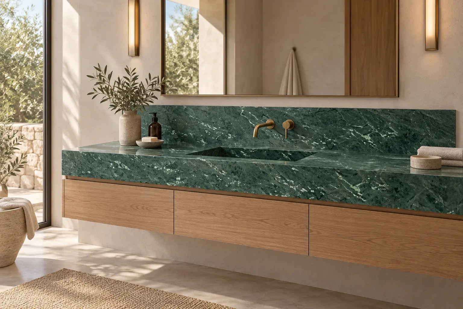 Ambiente sofisticado com rocha natural